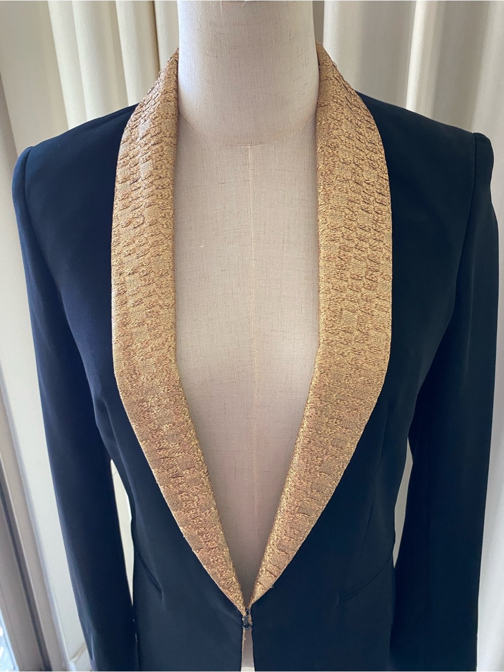 Rag & Bone | Black Gold Textured Trim Blazer | Size 0